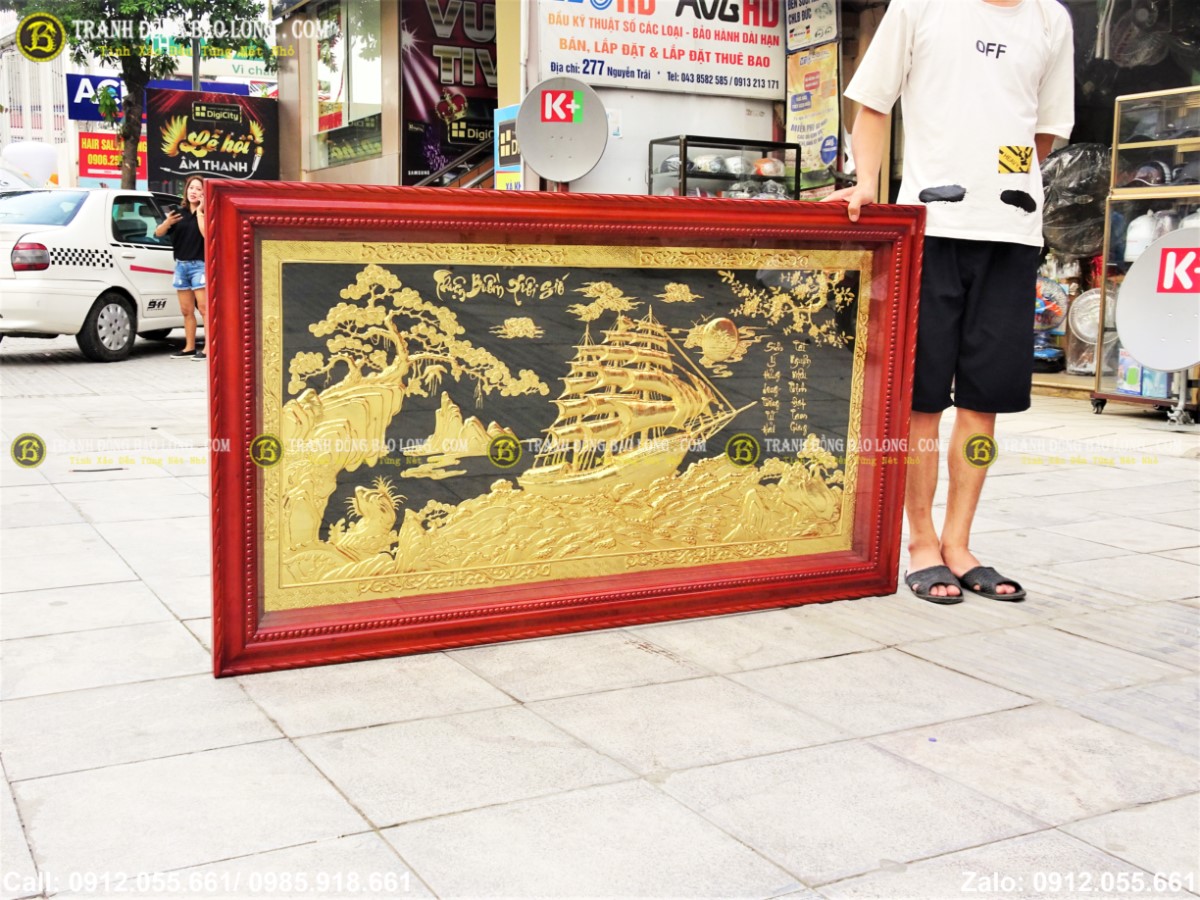 Tranh thuận buồm xuôi gió bằng đồng 1m55 thích hợp trang trí nhiều khổ tường