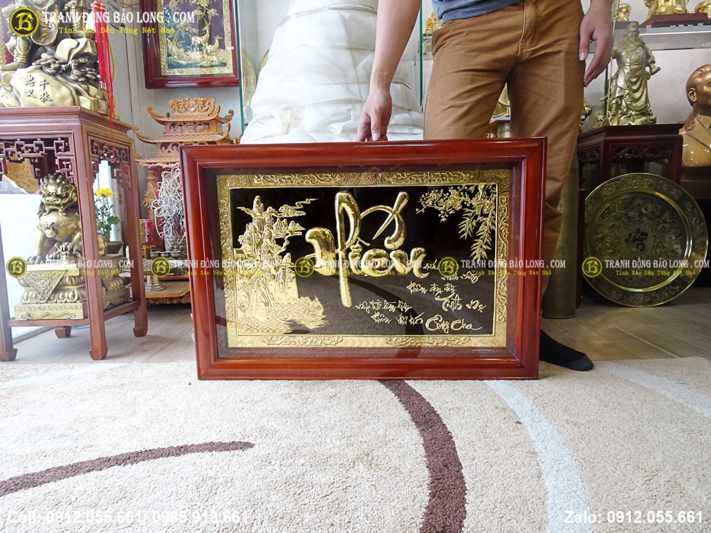 Tranh chữ hiếu bằng đồng 81x55cm