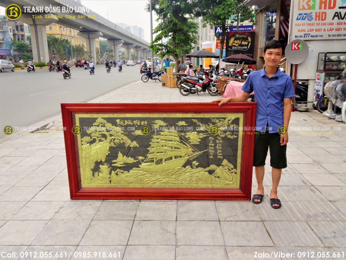 Tranh thuận buồm xuôi gió bằng đồng 1m97 x 1m07
