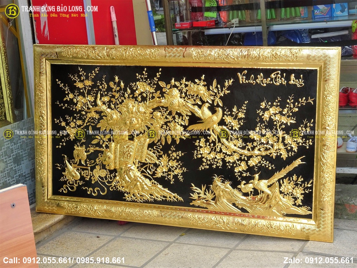 Tranh được mạ phủ vàng ròng 24k bằng phương pháp điện phân cao cấp nhất