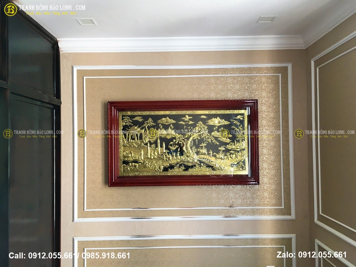 Tranh vinh quy bái tổ bằng đồng 1m55 x 88cm